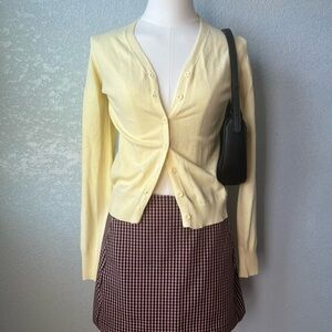 Emery Rose Cottag Butter Yellow Button-Up Cardigan Preppy Sweater Women’s Size S